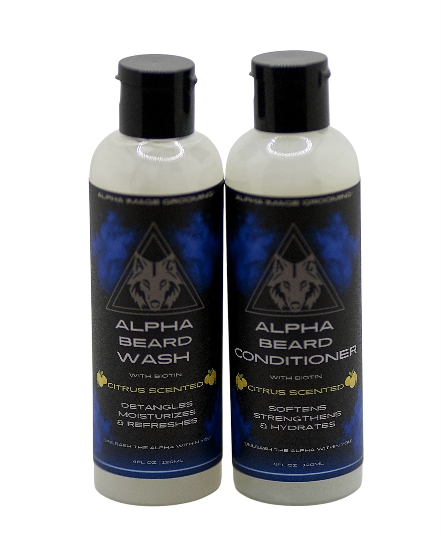 Alpha Beard Wash & Conditioner Set|Citrus Scent|Infused With Biotin|4fl oz|
