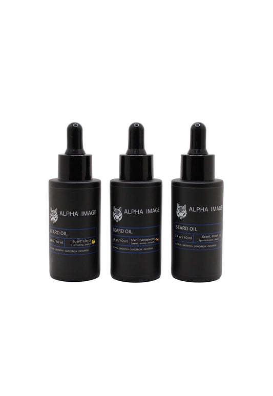 Alpha Image Beard Oil Set Of 3|Citrus Scent|Fresh Scent|Sandalwood Scent|Natural Ingredients|Beards|Healthy