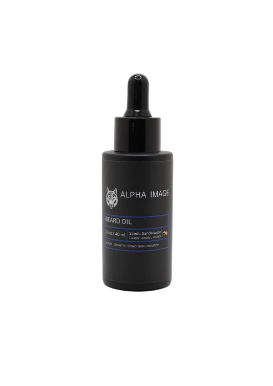 Alpha Image Sandalwood Scented Beard Oil|1.40oz|Infused With 100% Natural Ingredients To Soften/Moisturize/Support Beard Growth|Long Lasting Scent|